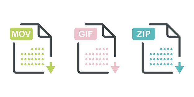 Vector file type icons set files format and document in flat style design