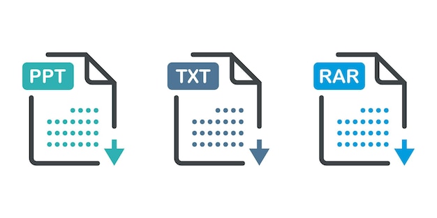 Le icone del tipo di file impostano il formato dei file e il documento in stile piatto