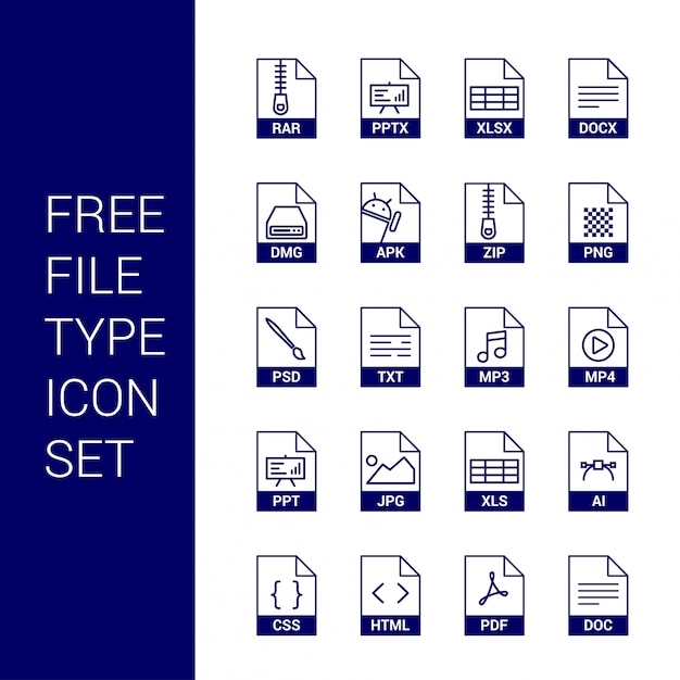 Vector file type icons set vector