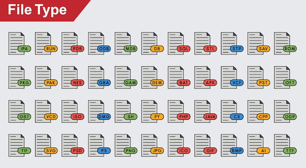 Vector file type vector icons