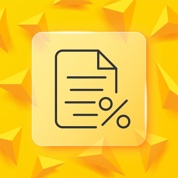 パーセント セット アイコンを持つファイル情報テキスト ドキュメント割引 pdf プライベート帳メモ有料情報データ セット コンセプト Glassmorphism スタイル ビジネスと広告のベクトル線アイコン