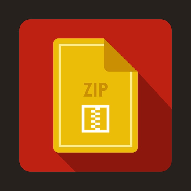 File ZIP icon in flat style with long shadow Document type symbol