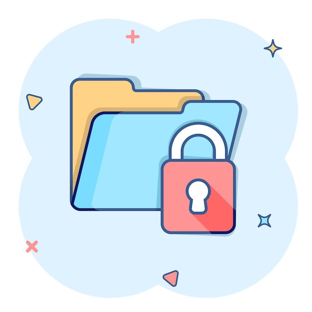 Vector files folder permission icon in comic style document access cartoon vector illustration on isolated background secret archive splash effect sign business concept