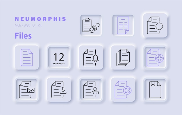 Files set icon Document download archive approval verification security notification paperwork data management organization reports records system digital files processing