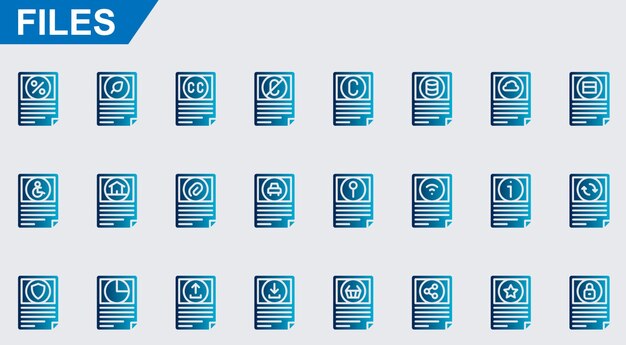 Files vector icons on white background