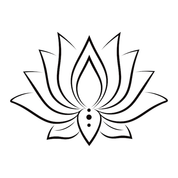 Filigree lotus flower black vector hand drawn