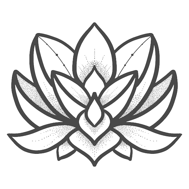 Vector filigree lotus flower black vector hand drawn