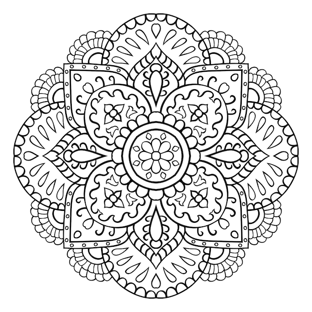 Filigree mandala with abstract flowers. Oriental ethnic ornament. Design element.