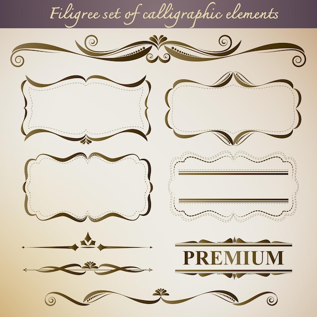 Filigree set of calligraphic elements for vintage design.