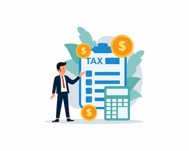 Filing the taxes flat design illustration