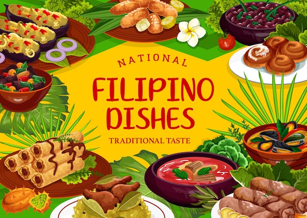 Vector filipino cuisine restaurant food dishes