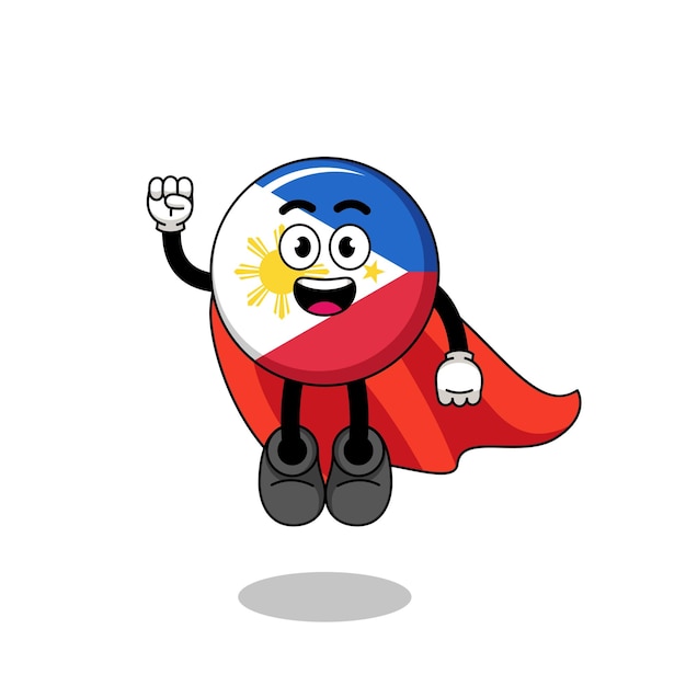 Filippijnen vlag cartoon met vliegende superheld