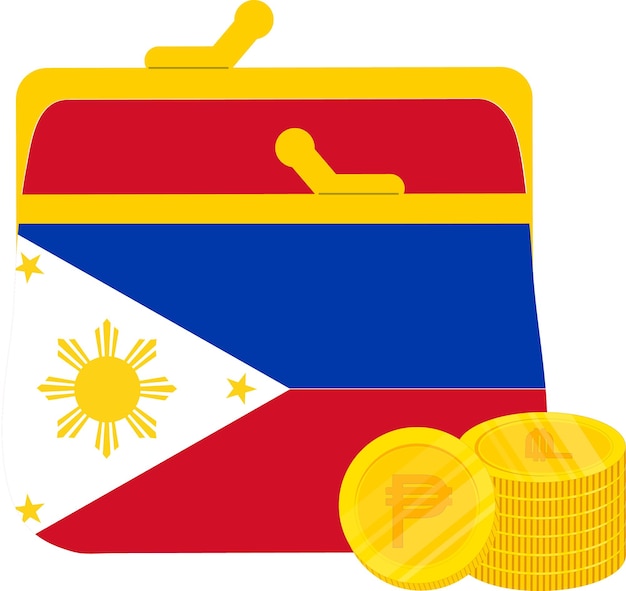 Filippijnse vlag met de hand getekend Filippijnse peso met de hand getekend