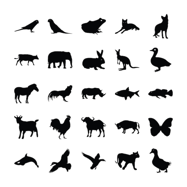 Вектор Заполненный дизайн иконок животных