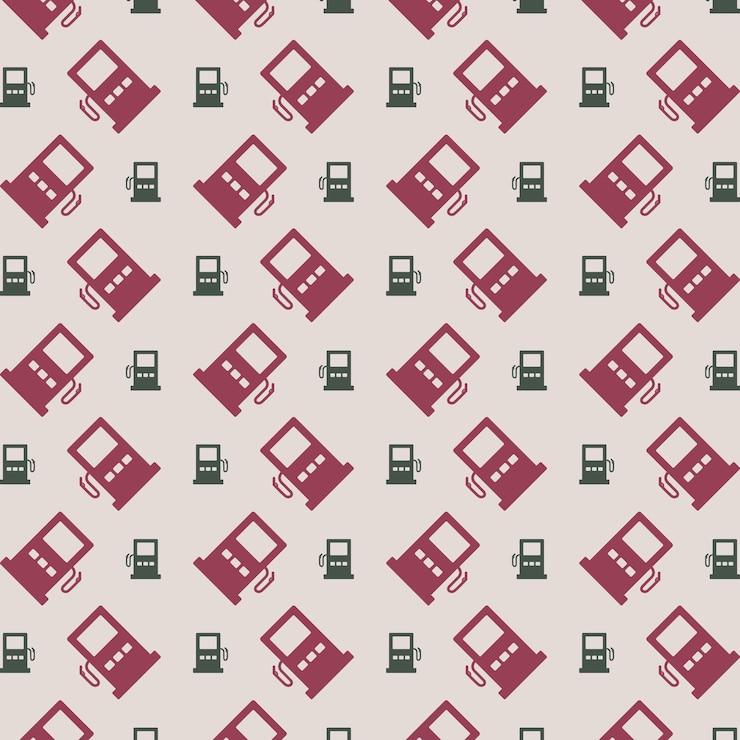 Vector filling station vector illustration repeating trendy cute pattern colorful paper print