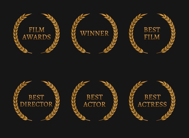 Vincitori dei premi dell'accademia cinematografica e migliori ghirlande d'oro nominate su sfondo nero.