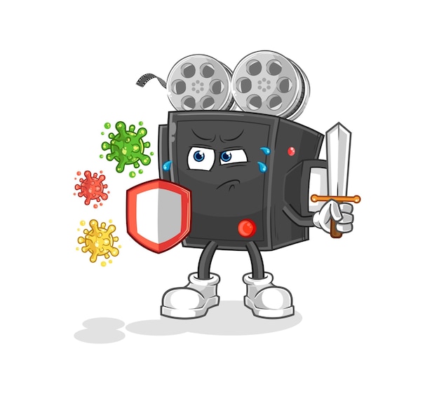 Film camera against viruses cartoon cartoon mascot vector