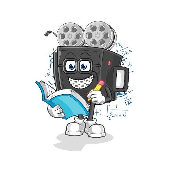 Film camera geek cartoon cartoon mascot vector