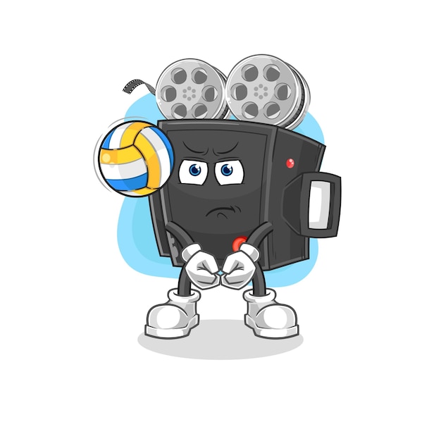 Vector film camera play volleyball mascot cartoon vector