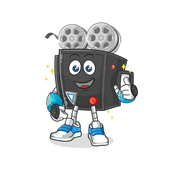 Film camera robot karakter cartoon mascotte vector