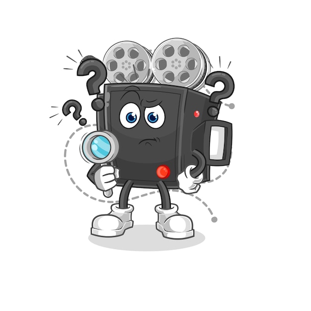 Film camera searching illustration character vector