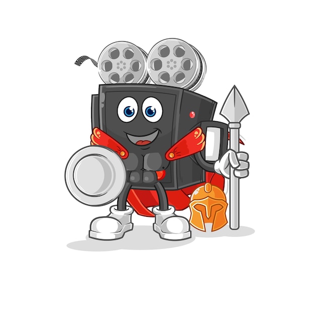 Film camera spartan character cartoon mascot vector