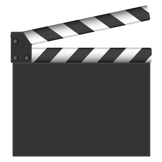 Vettore film clapper realistico film aperto clap board cinematografia e attrezzatura cinematografica illustrazione vettoriale di clapper cinematografico vuoto isolato su priorità bassa bianca