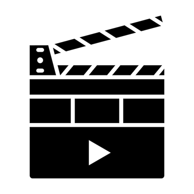 Film Clapperboard Glyph Solid Black Illustration