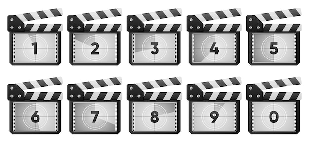 Vector film countdown film clapper board oude film film timer telling vintage bioscoop nummer telling vector