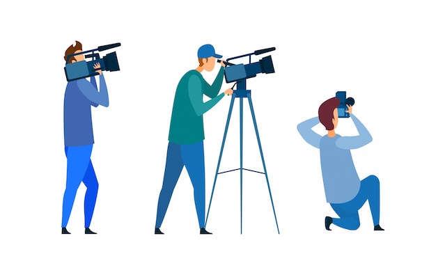 Film Crew, Press Conference Vector Illustration