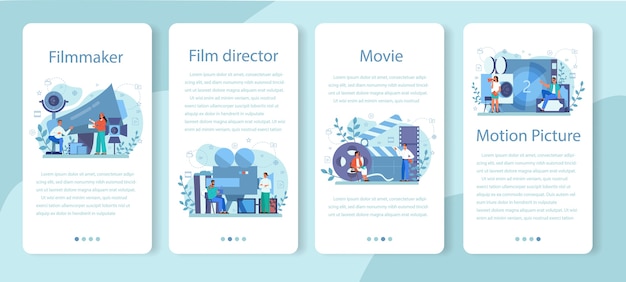 Film director mobile application banner set. idea of creative