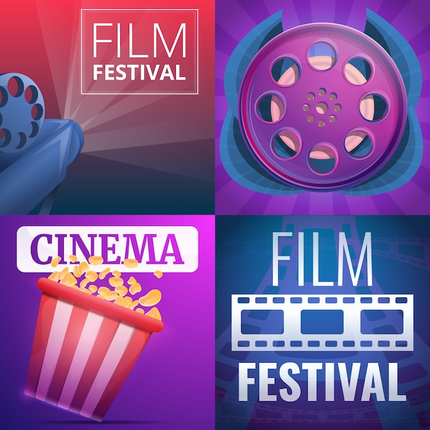 Film festival illustration set on cartoon style