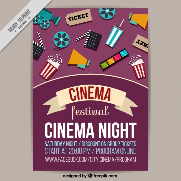 Vector film festival poster with elements