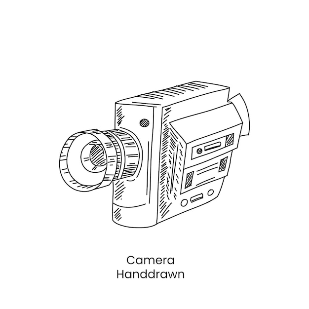 Film handige camera handgetekende lijn kunst vector