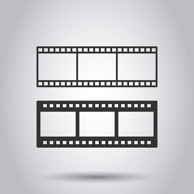 Film icon in flat style Movie vector illustration on white isolated background Play video business concept