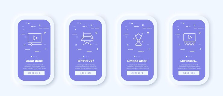 Vector film industry set icon movie video series directors folding chair award nomination figurine with a star cinema art concept neomorphism ui phone app screens vector line icon for business