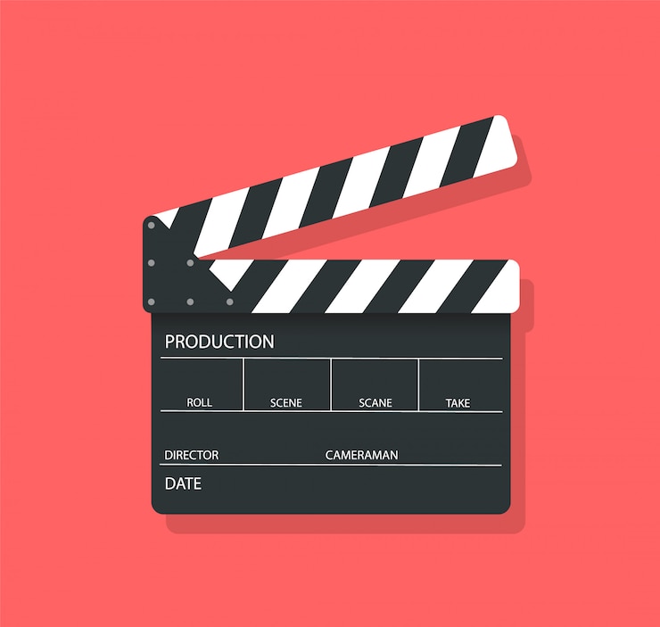 Vector film klepel bord in vlakke stijl.