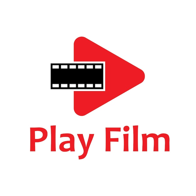 Film play logo concept with flat red and black color style