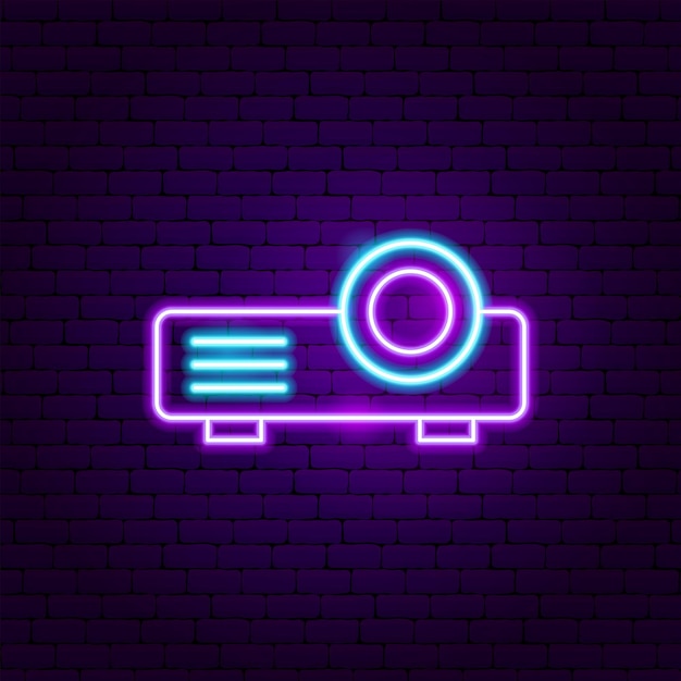 Film Projector Neon Label. Vector Illustration of Electronics Promotion.