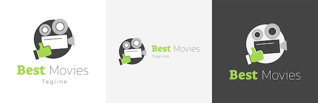 Vector film rating logo design set, movie series voting symbol, video recorder emblem concept, cinema