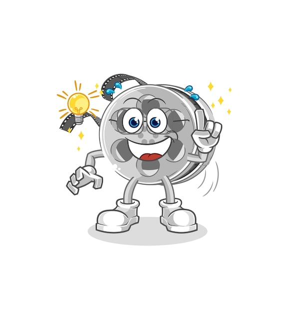 Film reel got an idea cartoon mascot vector