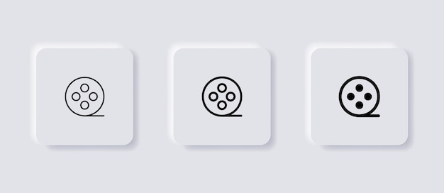 Кинолента значок камера лента символ медиаплеер видео иконки в neumorphism neumorphic ui