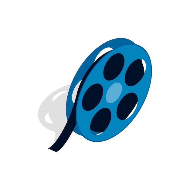 Film reel icon in isometric 3d style on a white background