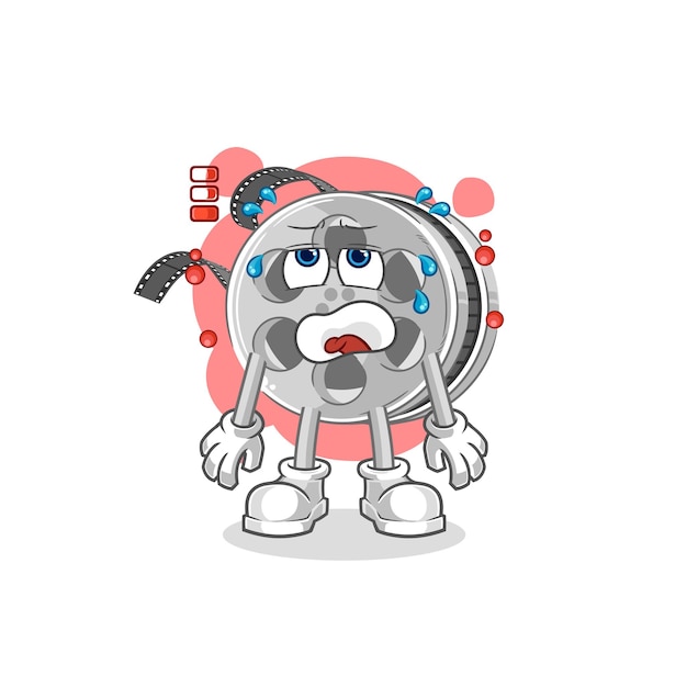 Film reel low battery mascot cartoon vector