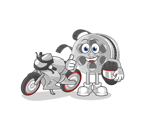 Film reel racer character cartoon mascot vector