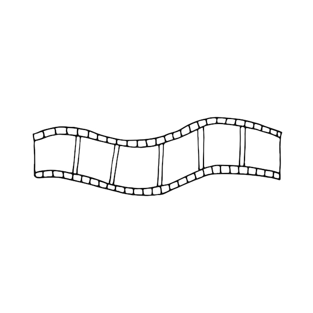 Vector film reel stills photographic material on a transparent flexible doodle vector illustration hand