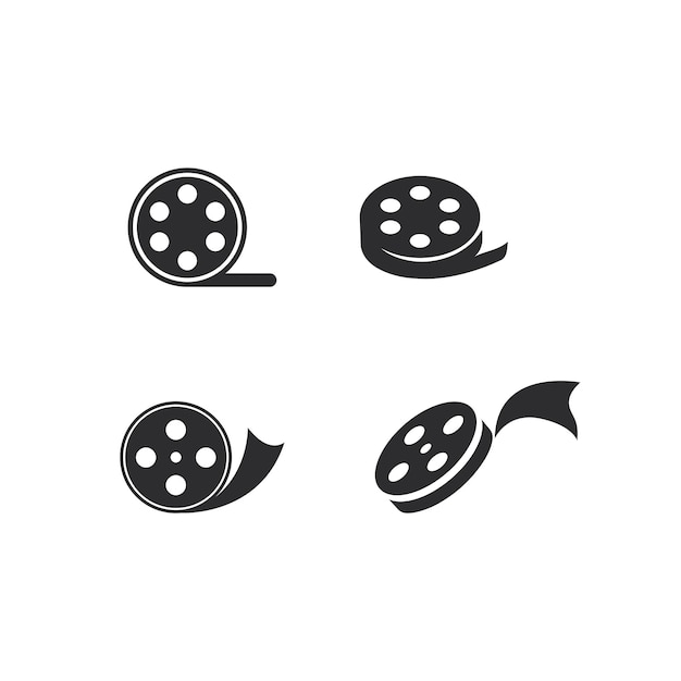 Film roll logo vector black cinema and movie design element or icon