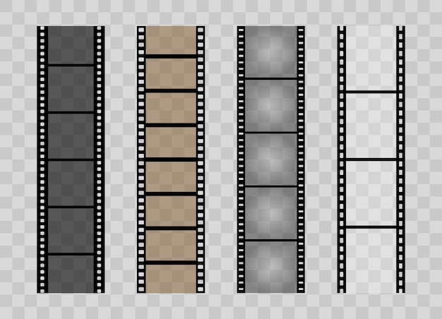 Set di strisce di pellicola collezione di fotogrammi vuoti per il cinema modello retrò di pellicola