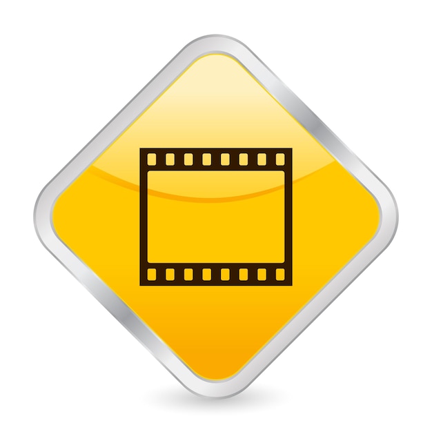 Icona quadrata gialla della striscia di pellicola