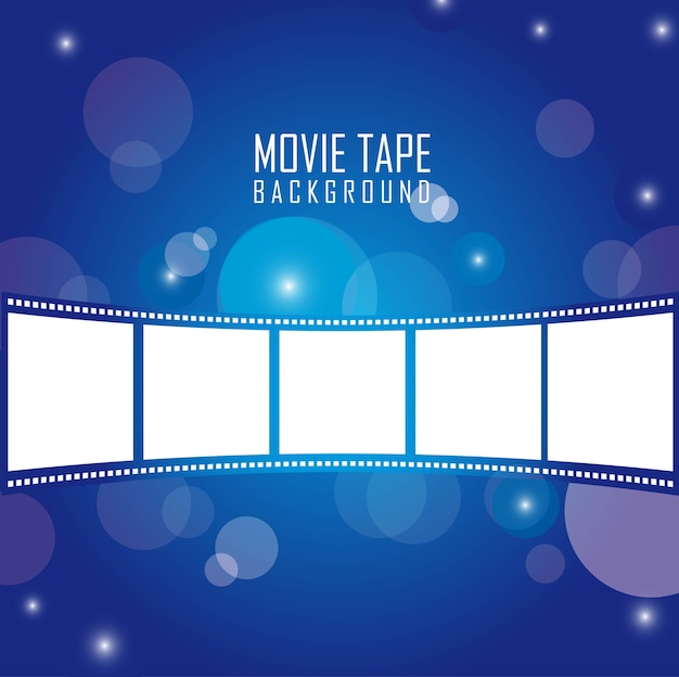 Film tape over blauwe achtergrond vectorillustratie